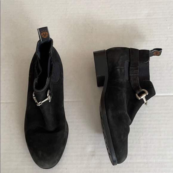 Ariat black suede booties silver buckles size 8 - Picture 1 of 11
